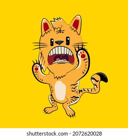cat character design for t-shirt and cartoon book, vector illustration