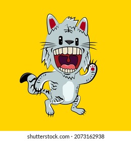 cat character design for t-shirt and cartoon book, vector illustration
