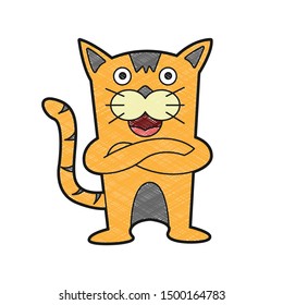 cat character design vector with texture colors
