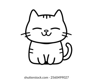 Cat character. Doodle style. Cartoon Cat with a Playful Smile for a Cheerful and Cute Theme Illustration. Vector illustration