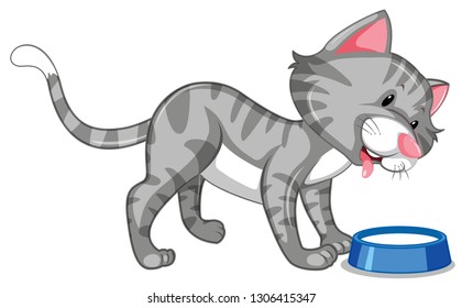 A cat character eating illustration