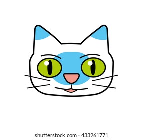 Cat character face line icon vector isolated.