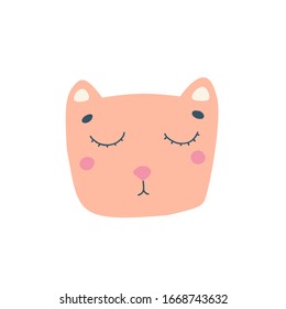 Cat character Flat icon. Funny, cute poster design.