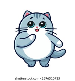 cat character gray chubby kawaii pet vector design