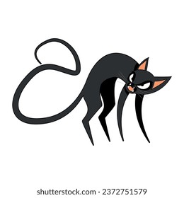 Cat Character of Hallowen Isolated Retro Cartoon Vector