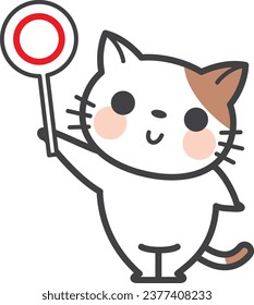 A cat character holding a circle tag