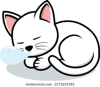 cat character icon, animal design, sleeping cat