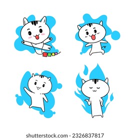conjunto de iconos de caracteres de gato. un personaje de gato bonito. icono de la casa para mascotas. ilustración de gato lindo para elemento de diseño