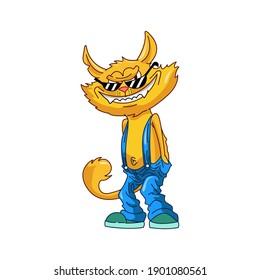 Cat character illustration, Lovely cat, Happy cat, Vector.	