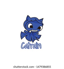 cat character logo with flat color, cute design mascot