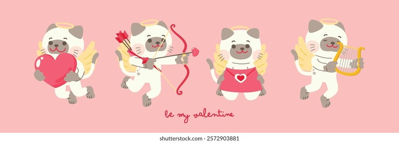  Cat Character with Love Elements: Sweet Romantic Expressions, Love Theme, Heartwarming Actions, and Valentine's Day