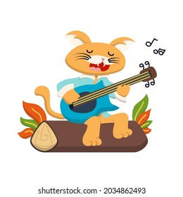 Cat Character Playing Guitar illustration