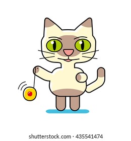 Cat character playing yo-yo toy.