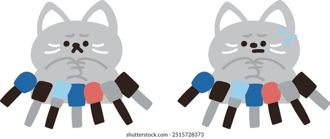 cat character press conference and interview with many mic