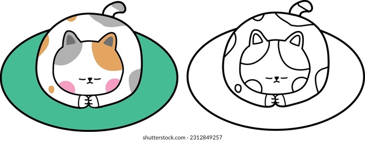Cat character resting on the grass