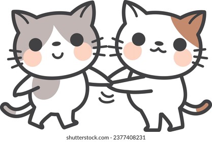 A cat character shaking hands with a smile