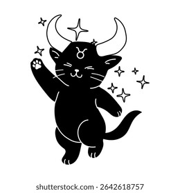 Personagem de gato com emblema de horóscopo de Touro