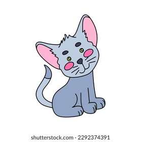 Cat character Vector color doodle illustration isolated on white