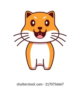 Cat character vector template. Cute cat sitting vector