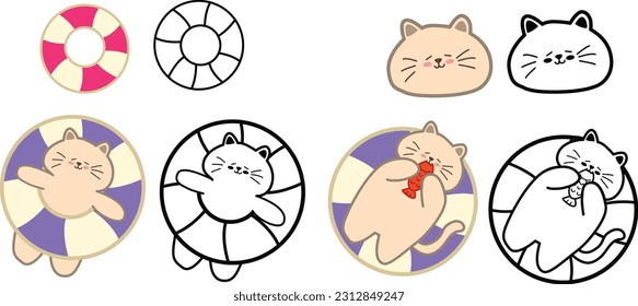 Cat character who enjoys swimming - a fish-eating cat