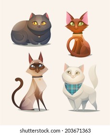 Cat characters. Cartoon vector illustration.