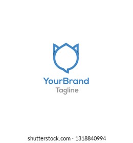 Cat with chat logo design
