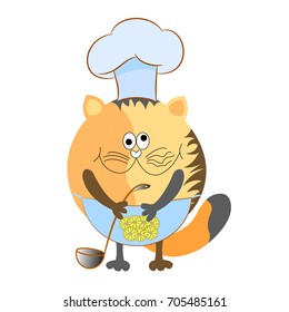 cat chef cartoon vector illustration