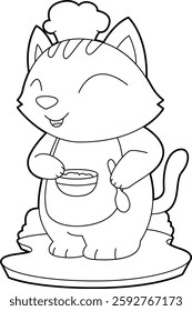 Cat Chef Cooking pot Cook Animal Vector Graphic Art Illustration