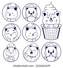 Cat chef cute illustration vector logo