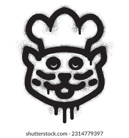 Cat chef graffiti with black spray paint