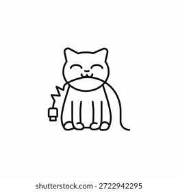 gato mastigar cabo ícone sinal vetor
