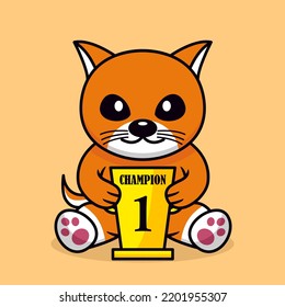 Cat and chibi animal vector illustration