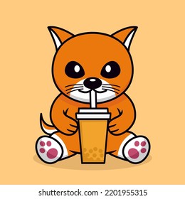 Cat and chibi animal vector illustration