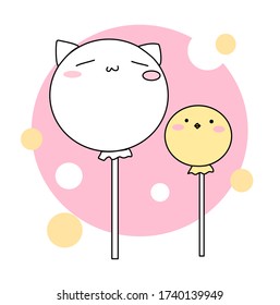 Cat and chick with candy