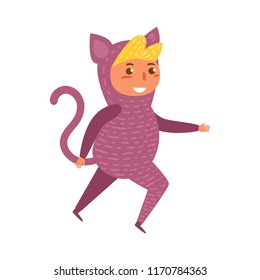 Cat Children's Halloween costume Vector. Cartoon. Isolated art on white background. Flat 