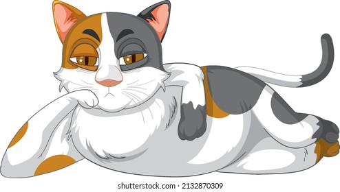 Un gato escalofriante en la ilustración de fondo blanco