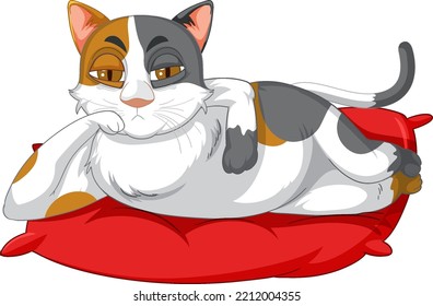 A cat chilling on white background illustration