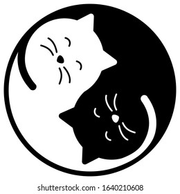 cat chinese yin and yang sign