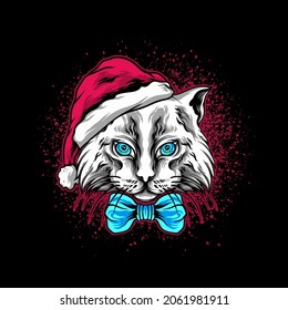 Cat Christmas Illustration for your business or merchandise