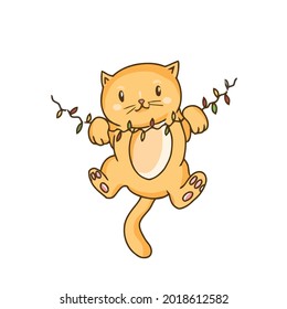 cat christmas light funny kitty kittens cat lover mens art vector design illustration print poster