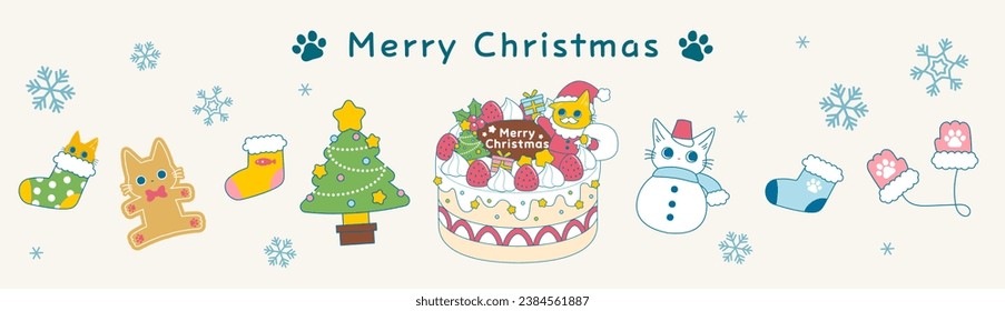 Cat Christmas material set Santa Claus