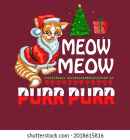 cat christmas meow meow purr purr art hrow design vector illustration for use in design and print poster canvas