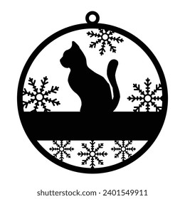 Cat Christmas Ornament Illustration for Cut