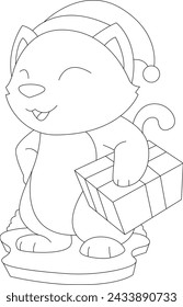 Gato Paquete de Navidad Animal Vector Ilustración de arte gráfico