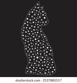 Cat Christmas Snow Illustration Art