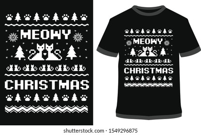 Cat Christmas t-shirt - Vintage Vector graphic typographic design for poster, label, badge, logo, icon or t-shirt