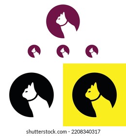 Diseño del logotipo del animal de círculo del gato 