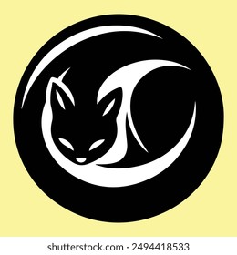 Cat circle logo vector design.