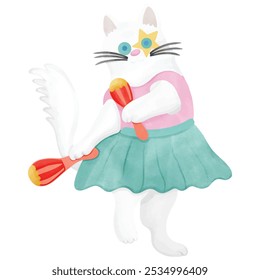 Cat Circus show. Hand drawn water color vector file.