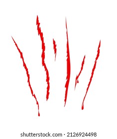 Cat Claw Print. Wound With Blood. Wild Animal Attack Trace